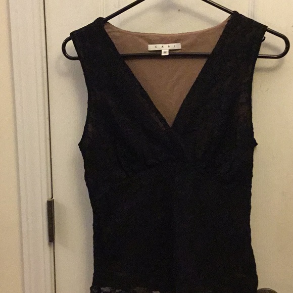 CAbi Tops - A Black Cabi sleeveless with tan lining CAbi Tops - A Black Cabi sleeveless with tan lining